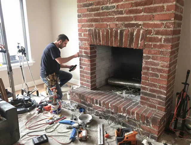 East Windsor Chimney Sweep specialist finalizing chimney liner service in East Windsor, CT