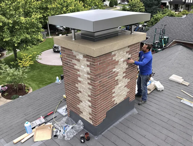East Windsor Chimney Sweep team working on a custom chimney remodel in East Windsor, CT