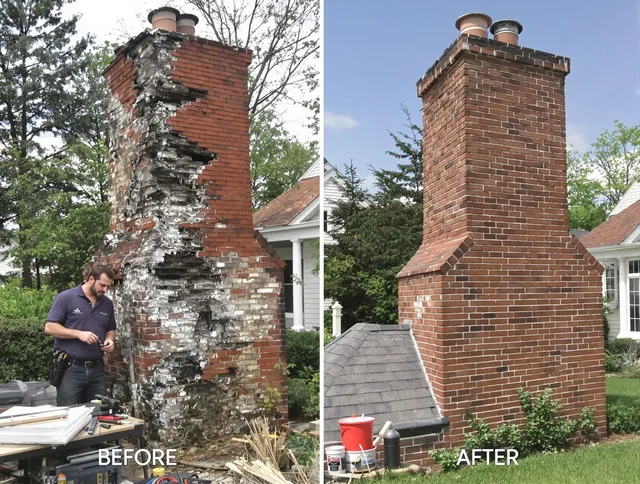 East Windsor Chimney Sweep performing a full chimney restoration in East Windsor, CT