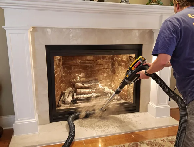 Fireplace cleaning performed by East Windsor Chimney Sweep in East Windsor, CT
